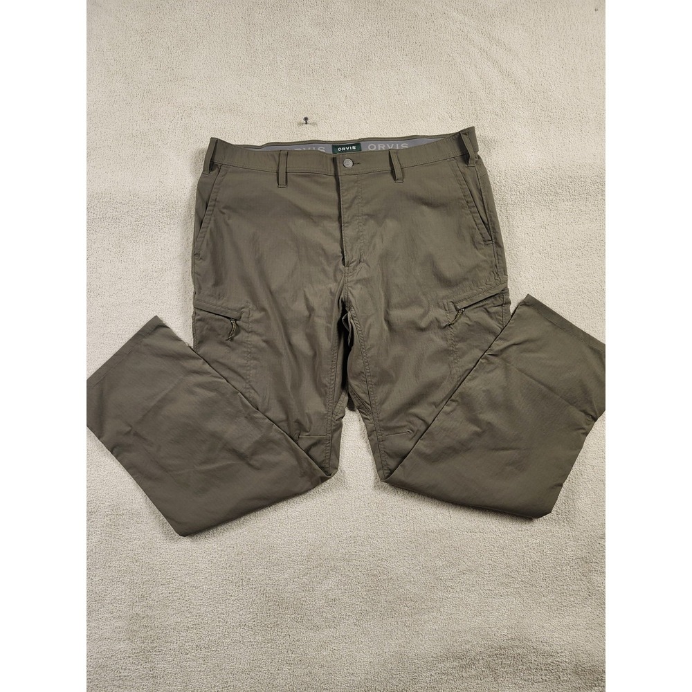 Orvis Mens 38x30 Performance Hiking Pants Olive Green Stretch Utility Cargo